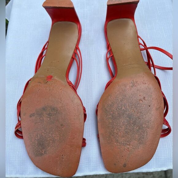 & Other Stories orange/red sandals, straps across the top, made in Spain, 38 - Picture 7 of 9